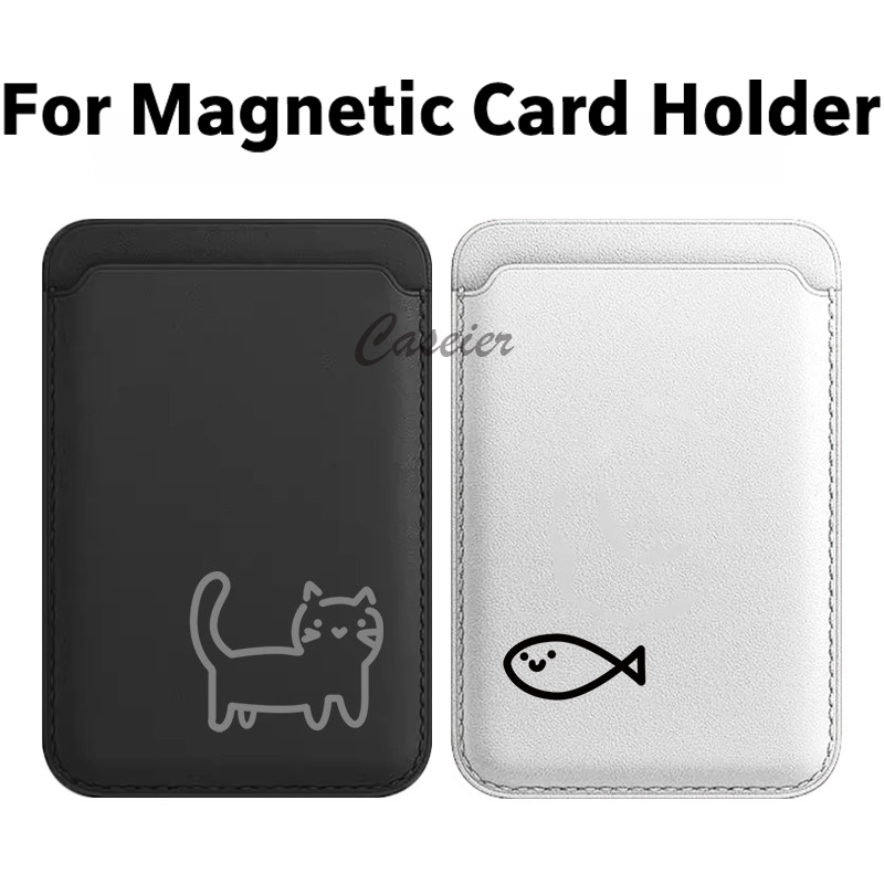 Phone Accessories For Android - Line Cat Fish Pattern Magnetic Leather