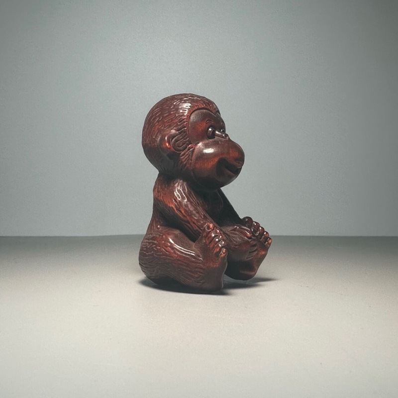Phone Accessories Market - Boxwood carved monkey figurine, cute keychain,