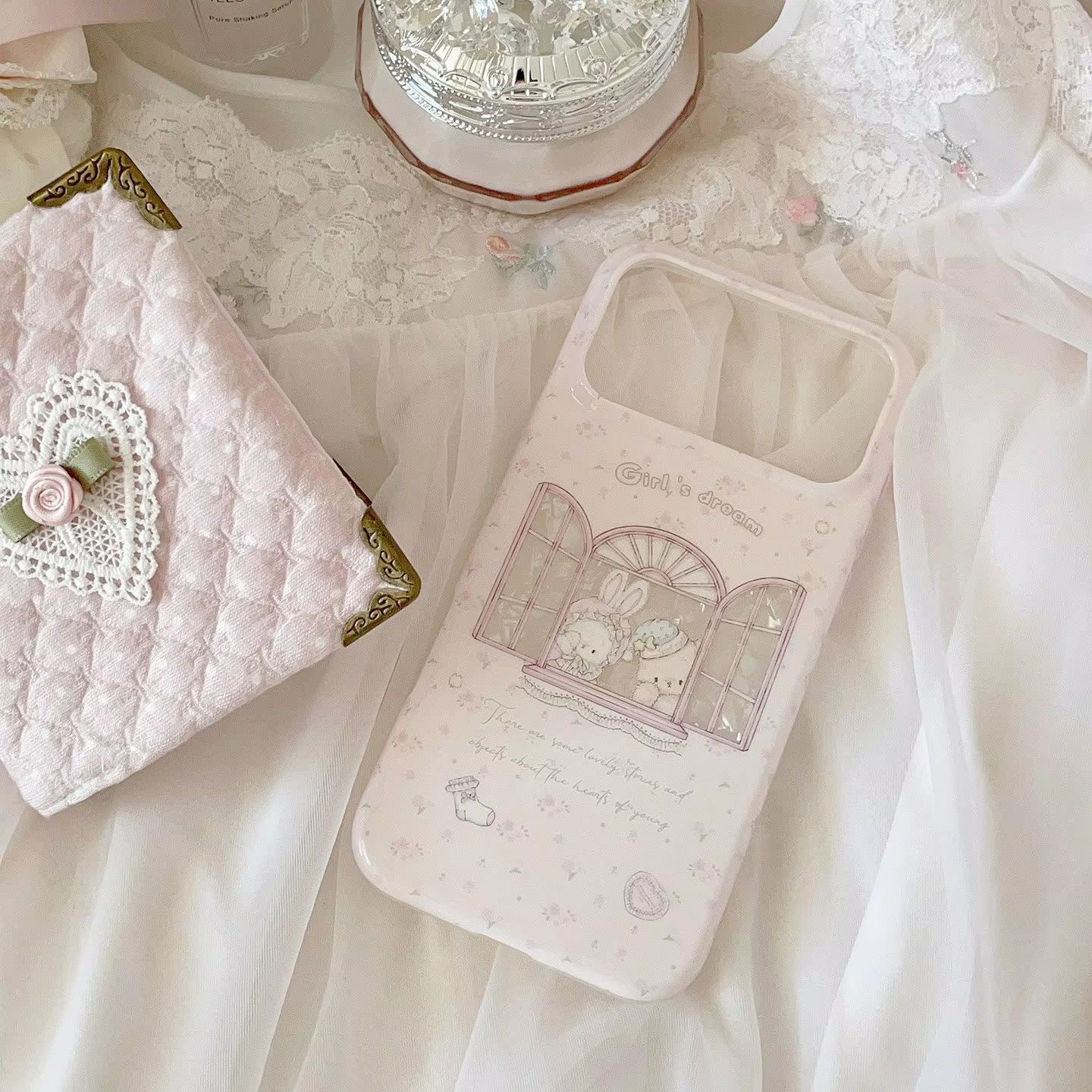Phone Accessories For Girls - Kawaii Bunny Bear Floral Pink Y2K