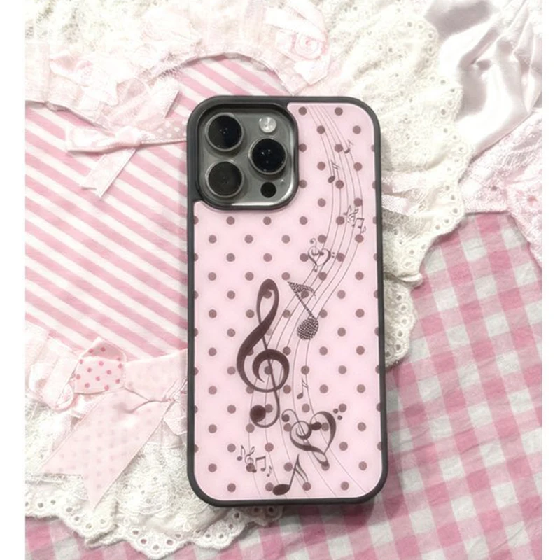 Phone Accessories For Girls - Korean ins Pink Brown Polka Dot