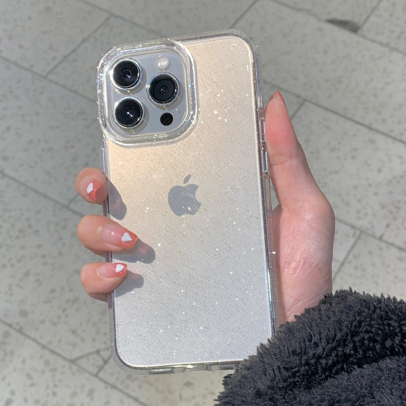 Phone Case Clear - Transparent Simple Glitter Phone Case For