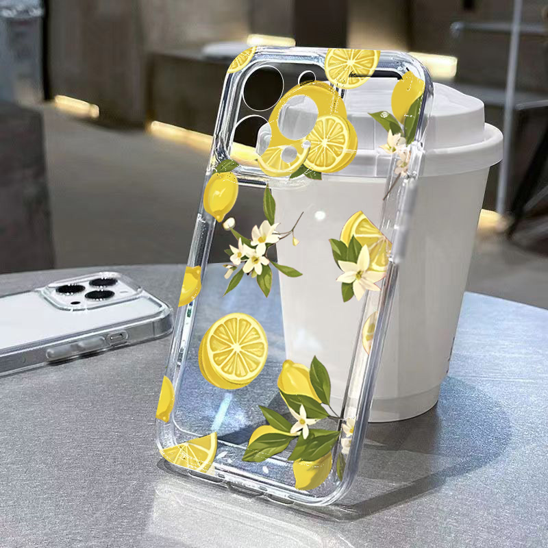 Phone Case Clear - Summer Fruit Lemon Flower Clear Phone