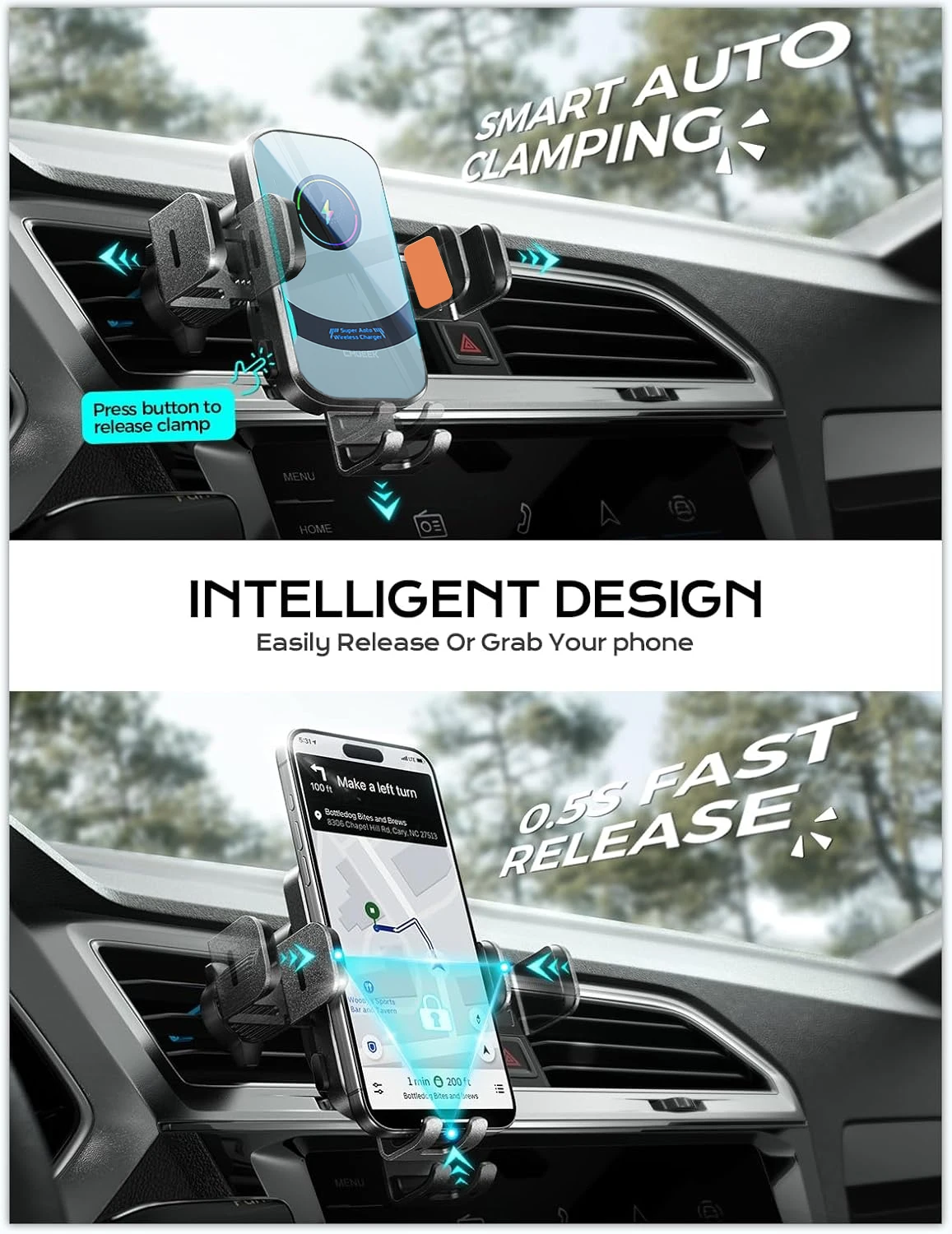 UYUXIO Wireless Car Charger Su - Phone Cooling Fan ulasan dan harga