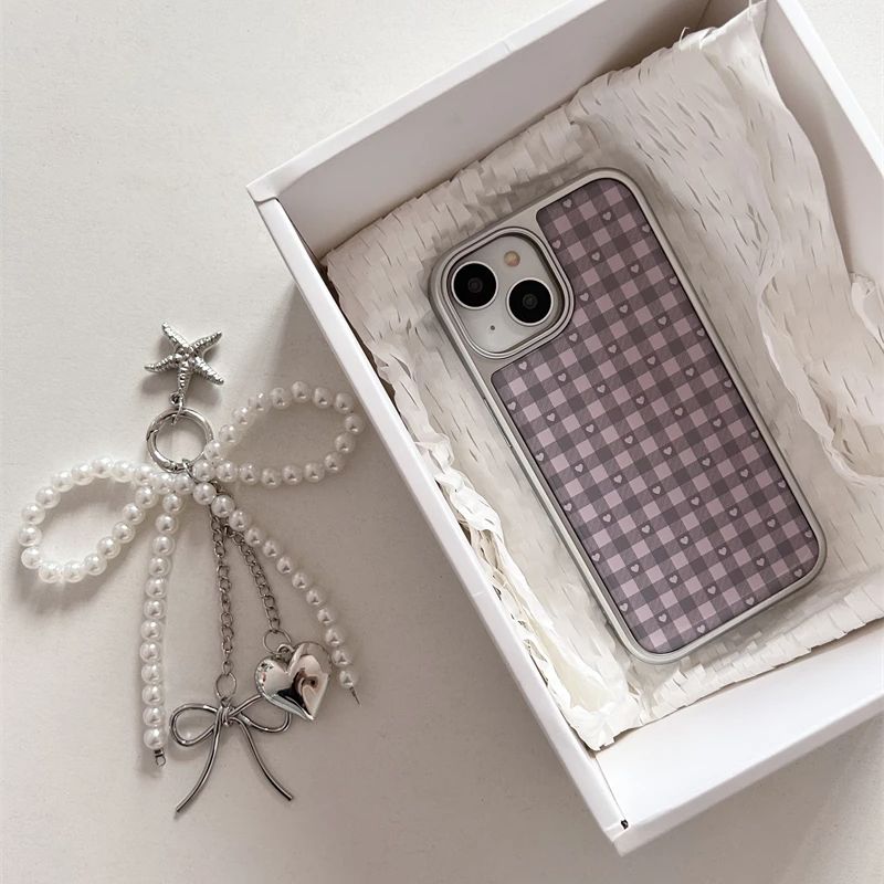 Pink Purple Heart-Shaped Check - Phone Accessories For Girls ulasan dan harga