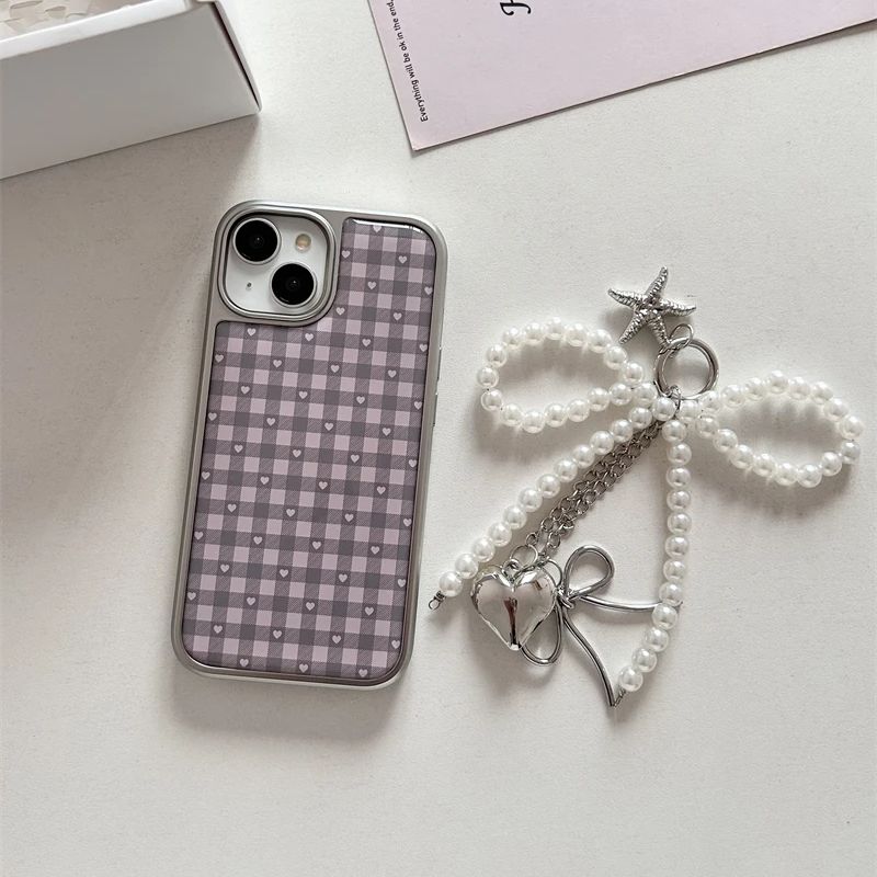 Pink Purple Heart-Shaped Check - Phone Accessories For Girls ulasan dan harga