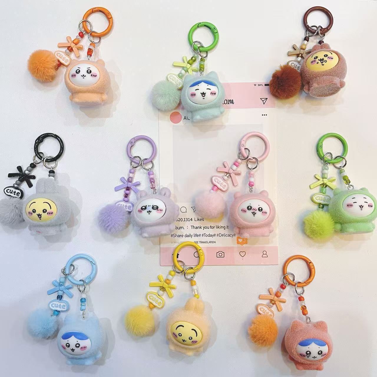 yiji Flocked Cartoon Keychain  - Phone Accessories For Kids ulasan dan harga