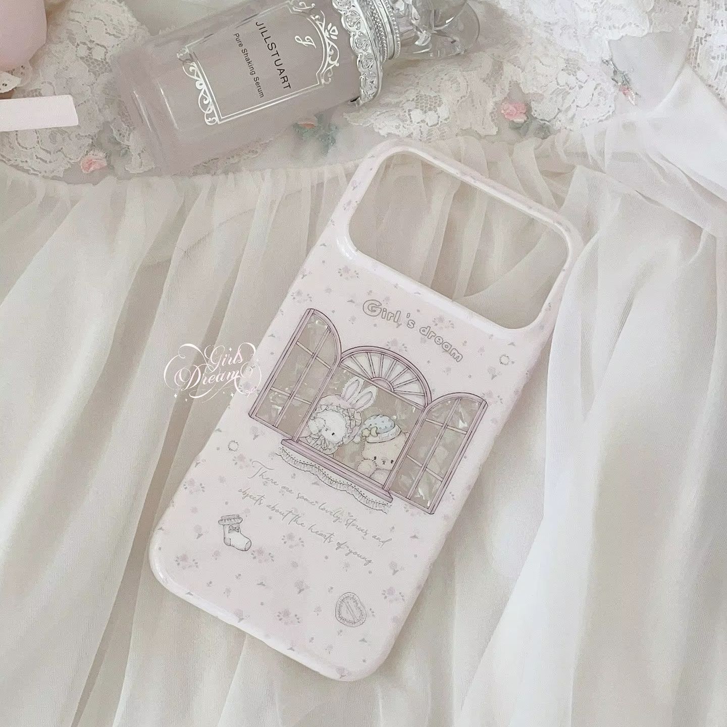 Kawaii Bunny Bear Floral Pink  - Phone Accessories For Girls ulasan dan harga