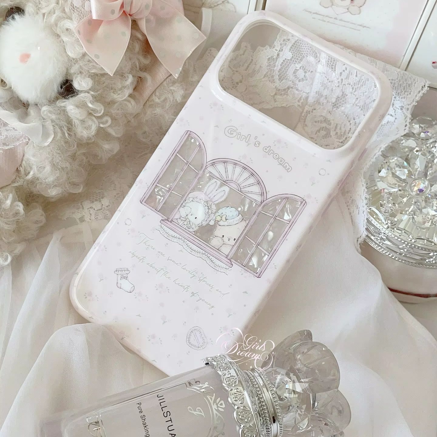 Kawaii Bunny Bear Floral Pink  - Phone Accessories For Girls ulasan dan harga