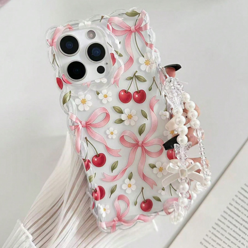 Cherry Bow Floral Scallop Lace - Phone Accessories Beads ulasan dan harga