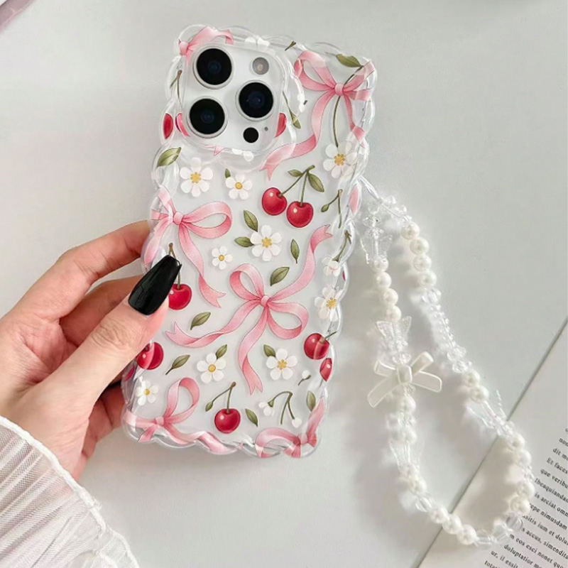 Cherry Bow Floral Scallop Lace - Phone Accessories Beads ulasan dan harga