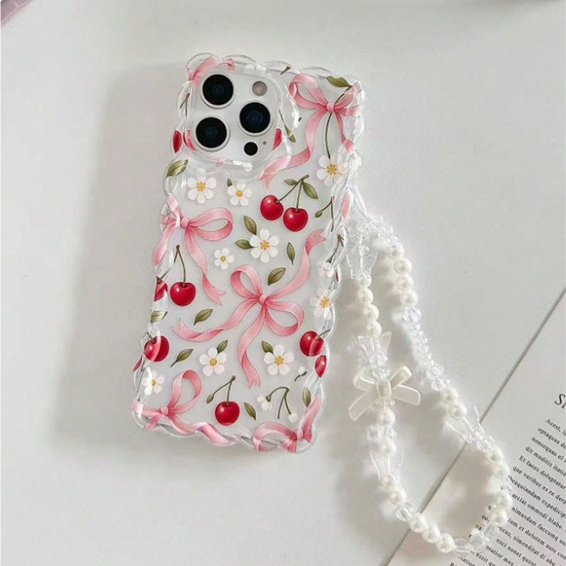 Cherry Bow Floral Scallop Lace - Phone Accessories Beads ulasan dan harga