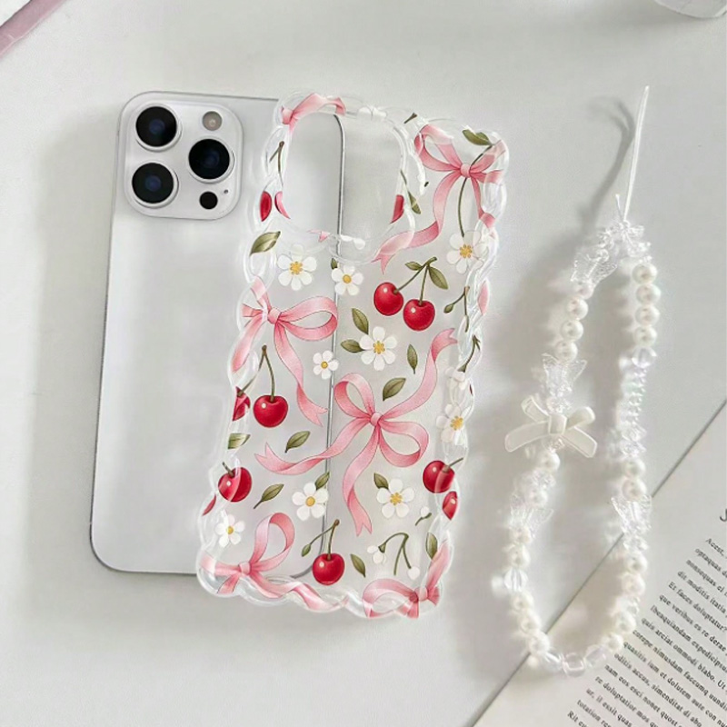 Cherry Bow Floral Scallop Lace - Phone Accessories Beads ulasan dan harga