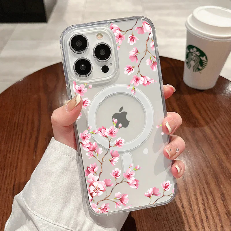 Luxury Pink INS Flowers Case F - Phone Case Clear ulasan dan harga
