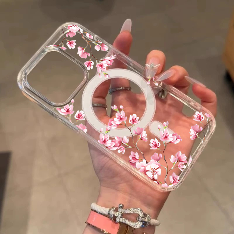 Luxury Pink INS Flowers Case F - Phone Case Clear ulasan dan harga