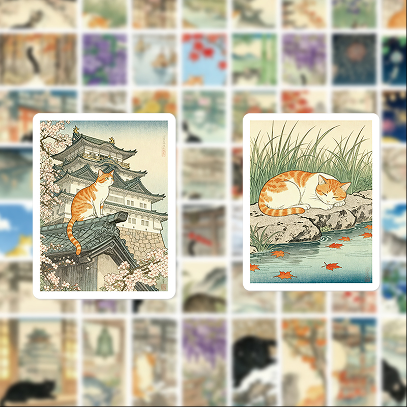 56 Japanese-Style Cat Ukiyo-E  - Phone Accessories For Your Car ulasan dan harga